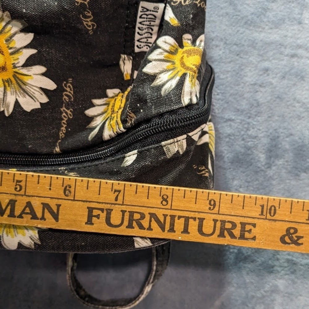 Vintage Sassaby Daisy Floral Mini Backpack Black He Loves Me 90s Sling Bag Y2K - Picture 4 of 16